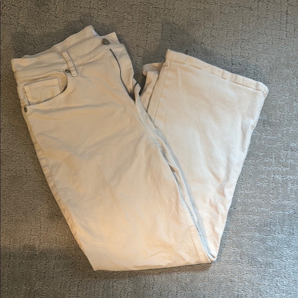 LOFT Cream Flare Wide Leg Jeans for Effortless Style